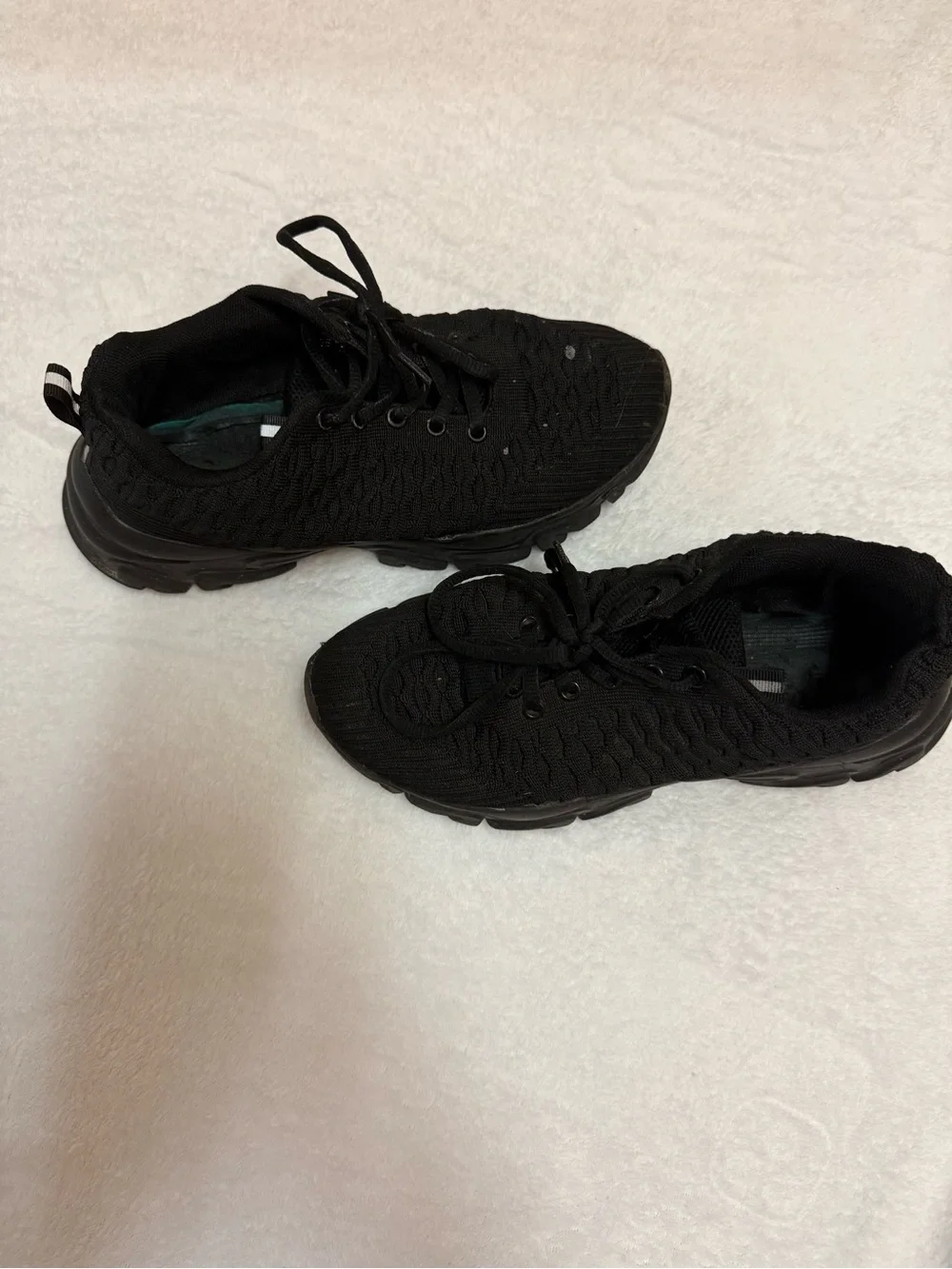Women Black Knit Lace-Up Sneakers